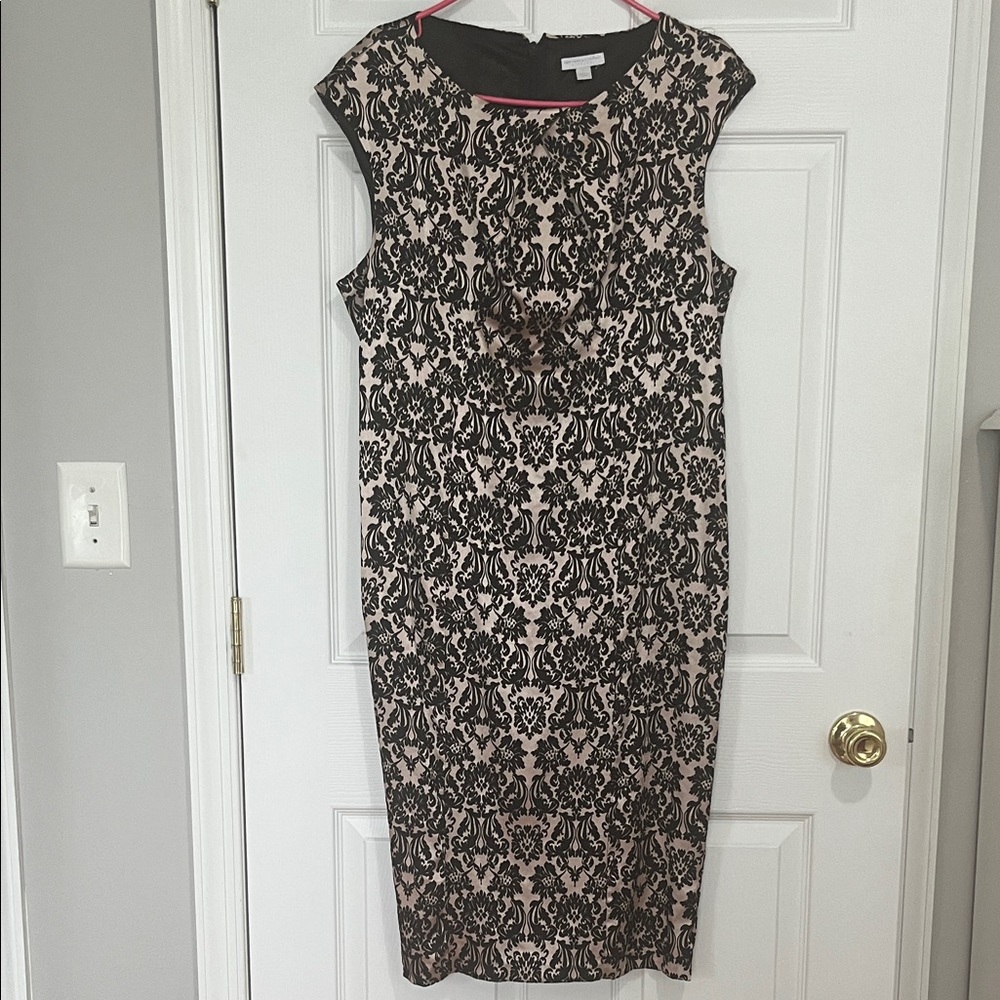 New York & Company Black and Cream Midi Dress